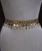 Dark Gold Mirrorwork Waist Belt: Adjustable Clasp, Classic Statement Jewelry