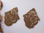 Antique/ Clear Zardozi Embroidered Applique Patch - 1 Pair