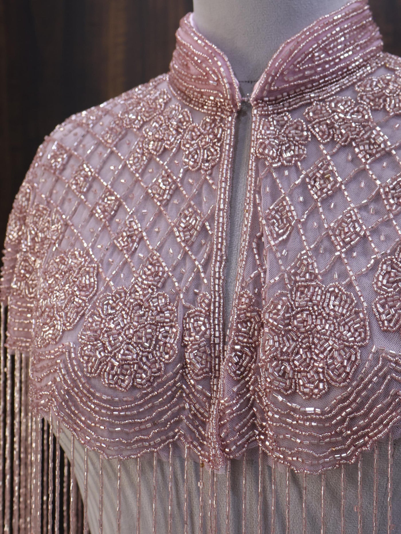 Rose Gold Beaded Bridal Cape: Wedding & Evening Cover-Up Shrug