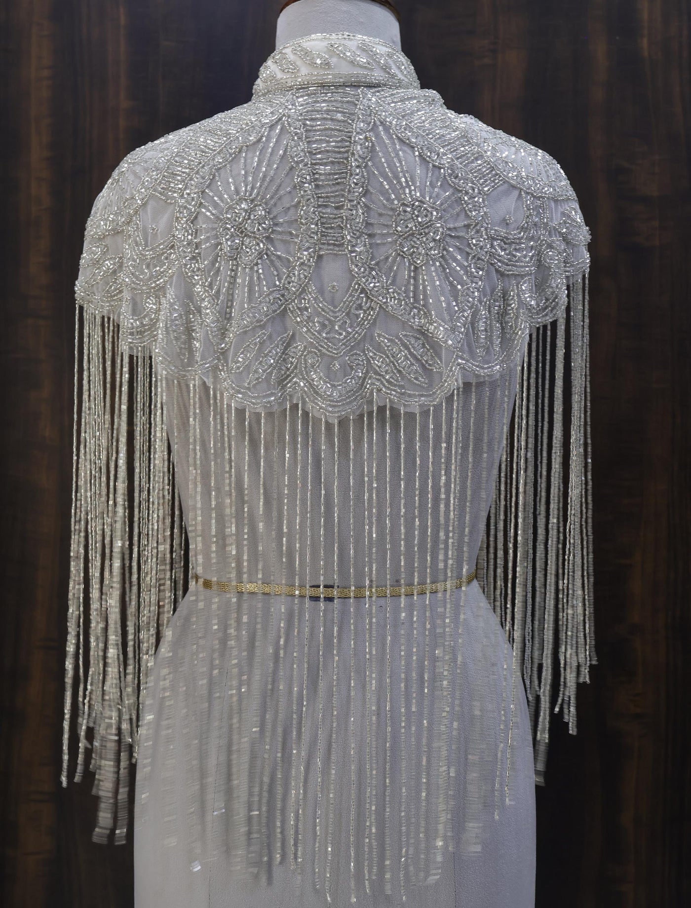 White/ Silver Beaded Bridal Cape: Wedding & Evening Cover-Up Shrug