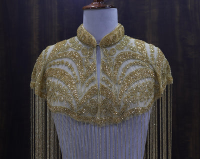 Black/ Golden Beaded Bridal Cape: Wedding & Evening Cover-Up Shrug