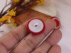 Red/ Maroon Hand Embroidered Button Set: (Pack of 3)