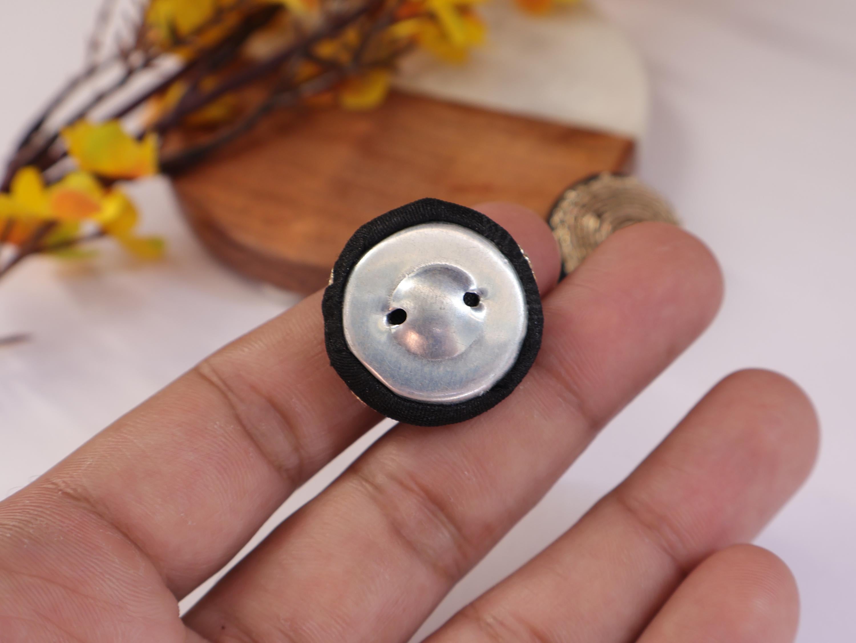 Black Zardozi Hand Embroidered Button Set: (Pack of 3)