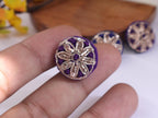 Blue/ Purple Hand Embroidered Button Set: (Pack of 6)