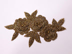 Golden Beadswork Floral Applique: Embroidered Indian Patch