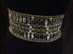 Antique Gold Statement Waist Belt: Mirror Design, Adjustable Chain