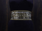 Antique Gold Statement Waist Belt: Mirror Design, Adjustable Chain
