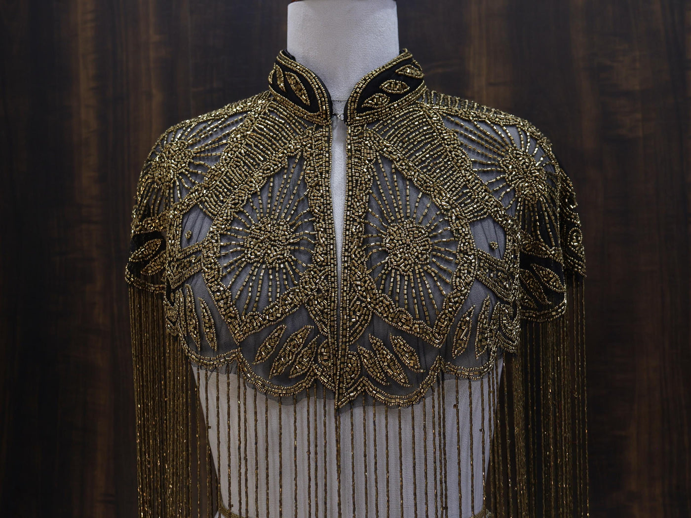 Antique Gold Beaded Bridal Cape: Wedding & Evening Cover-Up Shrug