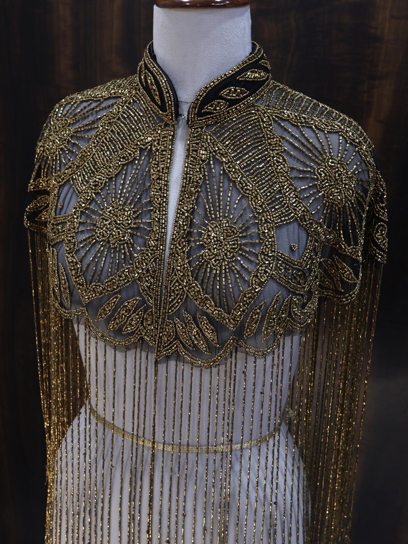 Antique Gold Beaded Bridal Cape: Wedding & Evening Cover-Up Shrug