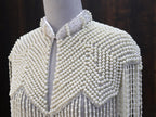 White Pearl Beaded Cape: Wedding & Evening Cover-Up Shrug