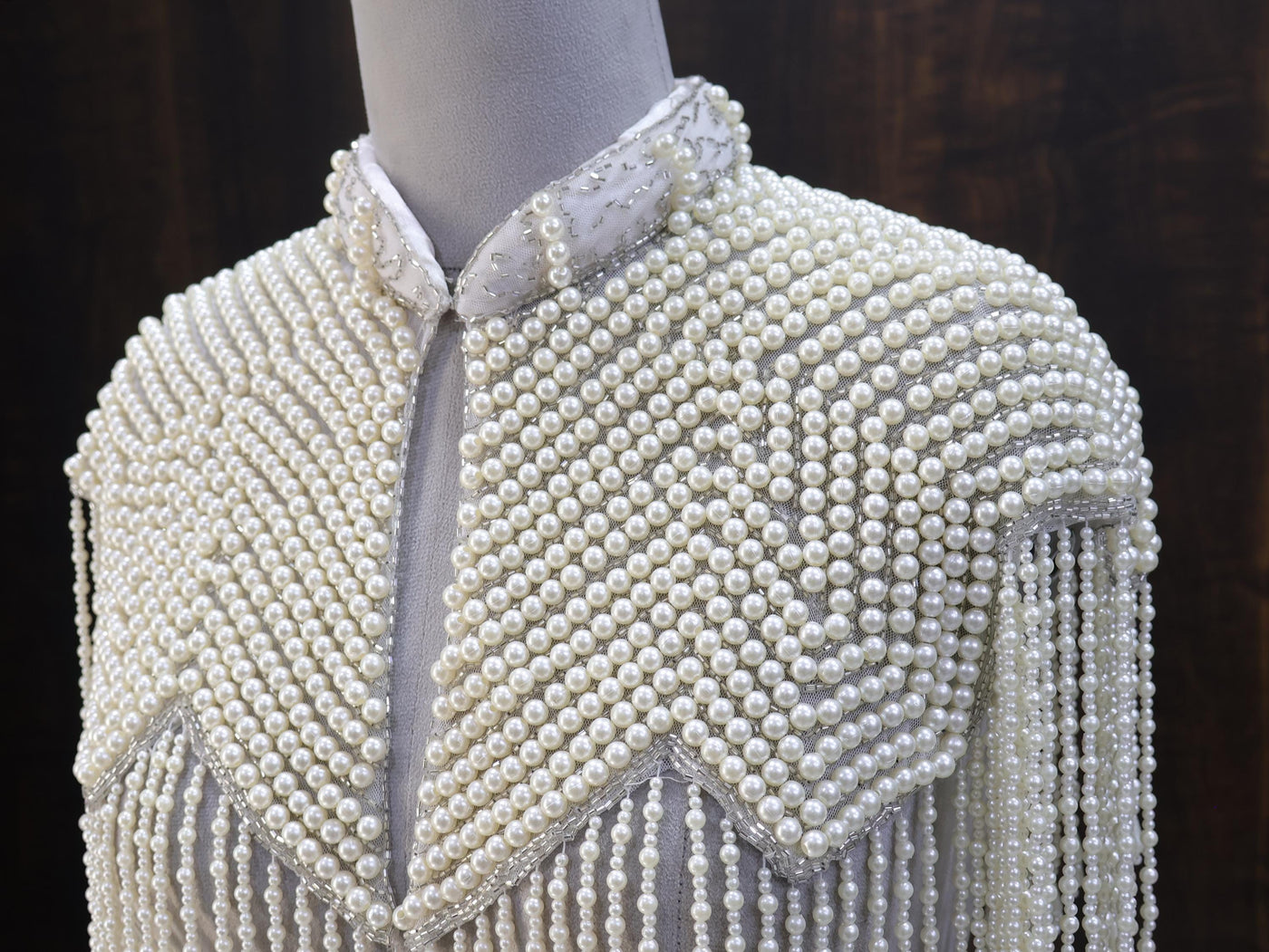 White Pearl Beaded Cape: Wedding & Evening Cover-Up Shrug