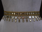 Dark Gold Mirrorwork Waist Belt: Adjustable Clasp, Classic Statement Jewelry