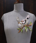 Sparrow Sequin Applique Patch: Hand Embroidered Birds