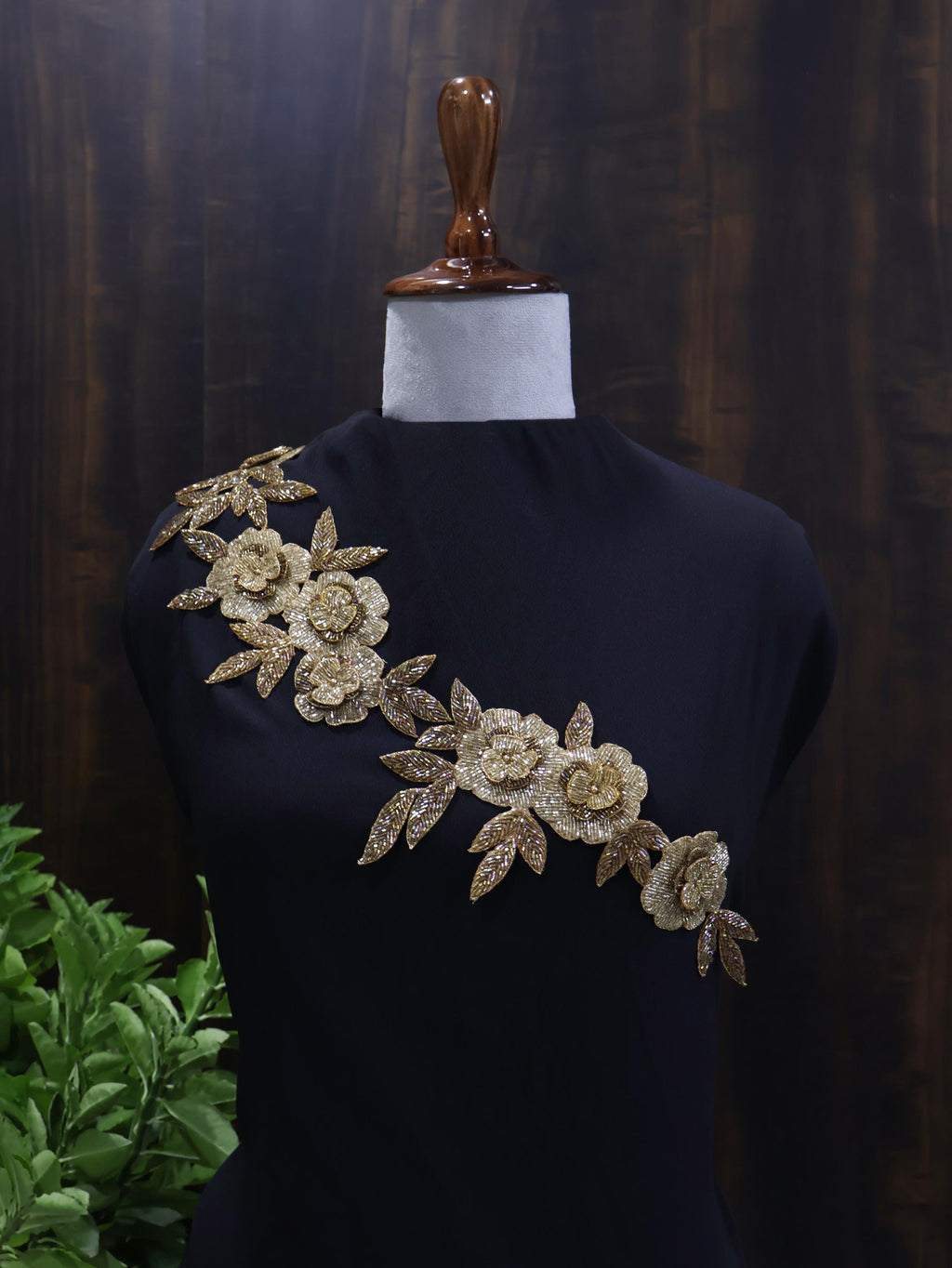 Beaded Cutdana Sew-on Patches Set: Hand Embroidered Appliques