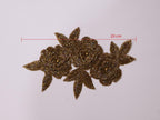 Golden Beadswork Floral Applique: Embroidered Indian Patch