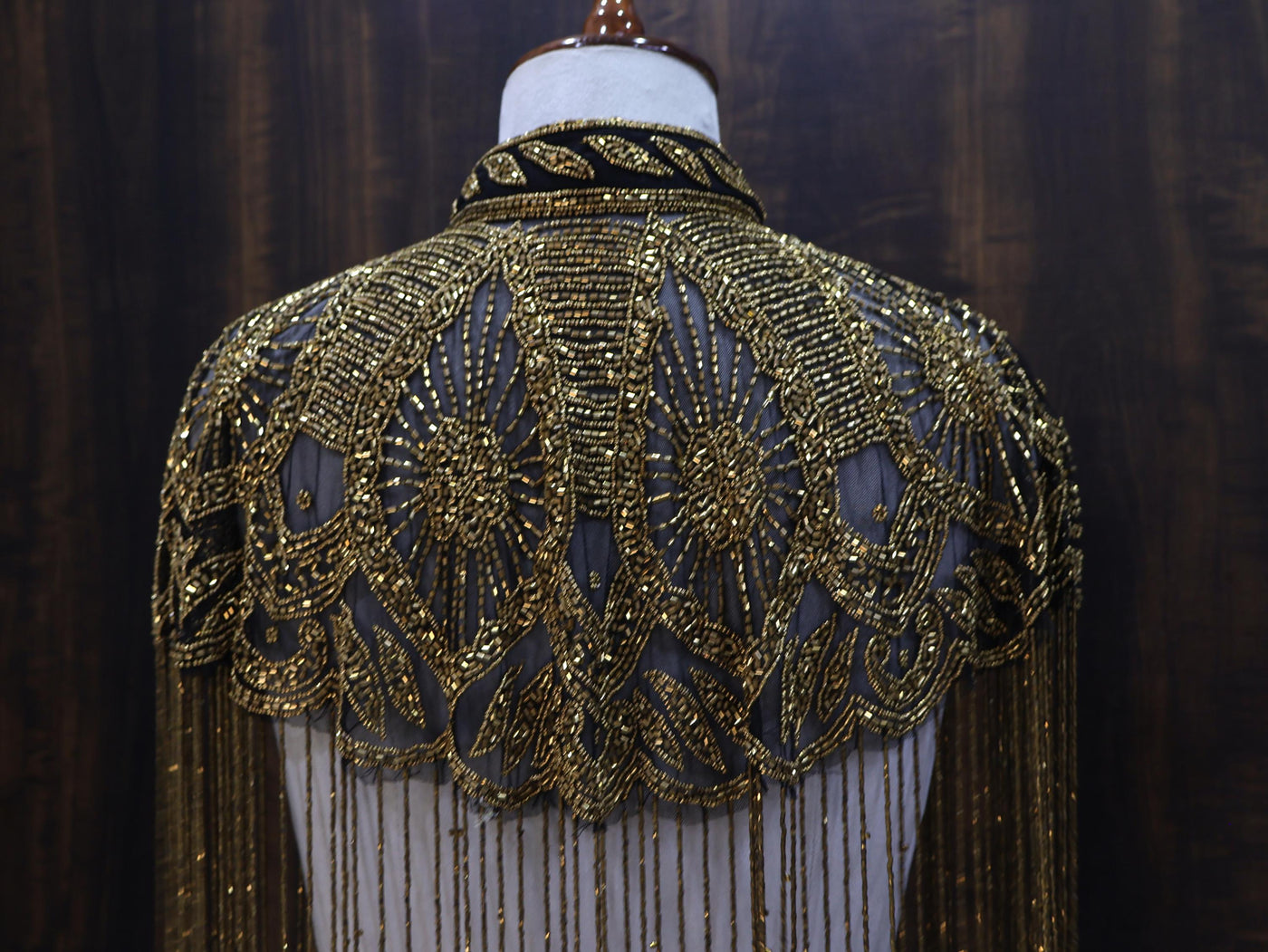 Antique Gold Beaded Bridal Cape: Wedding & Evening Cover-Up Shrug