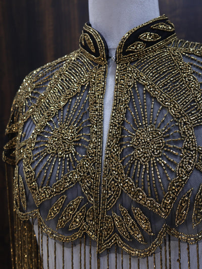 Antique Gold Beaded Bridal Cape: Wedding & Evening Cover-Up Shrug