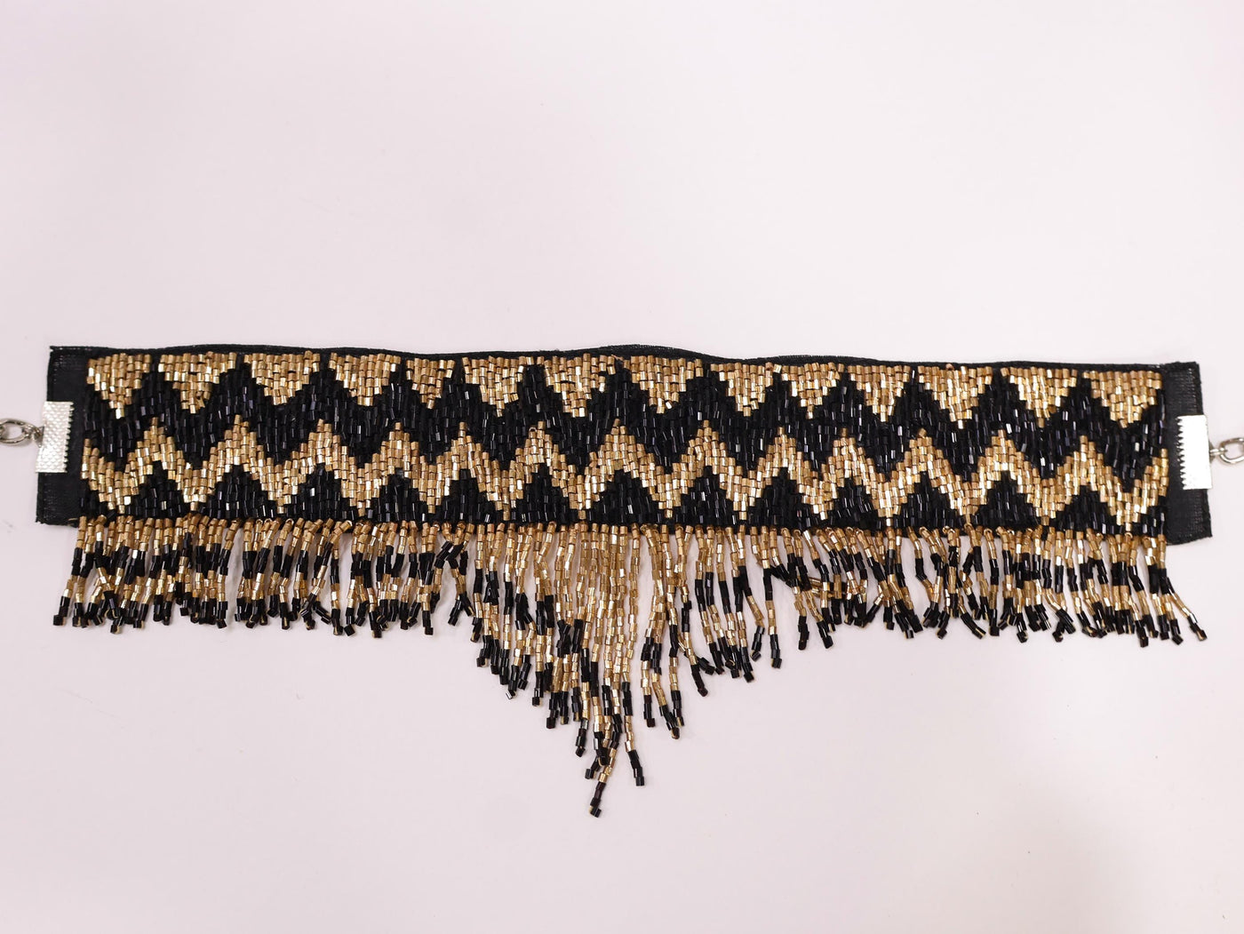 Black Golden Luxe Choker: Handmade Ethnic Beaded Necklace