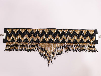 Black Golden Luxe Choker: Handmade Ethnic Beaded Necklace