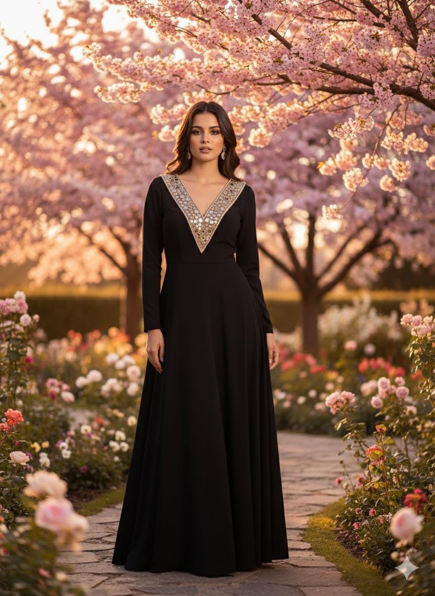 Mirror & Beads V-Neckline Patch: Handcrafted Indian Embellishment