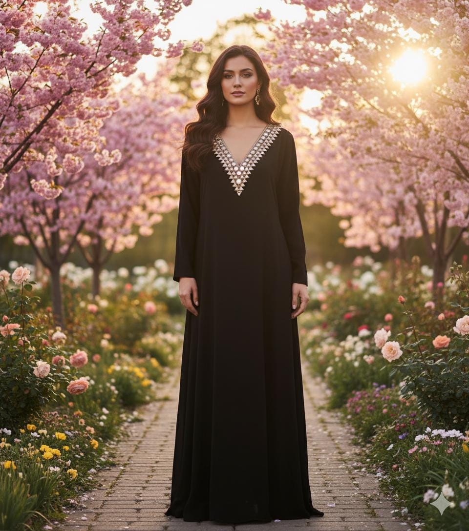 Mirror & Sequin V-Neckline Patch: Handcrafted Indian Embellishment