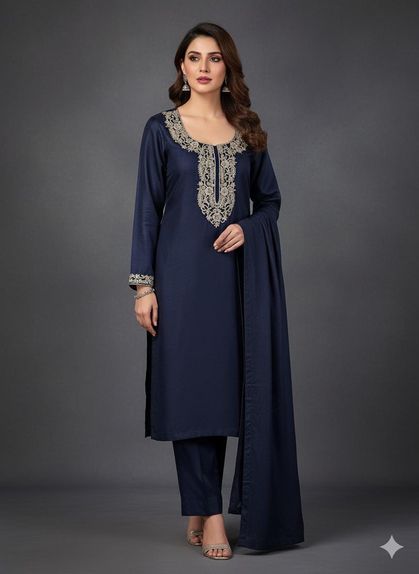 Gold Embroidered Zardozi Neckline Patch with Sleeves: Indian Couture Applique