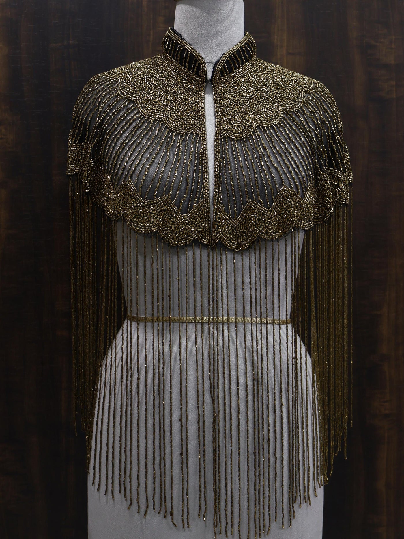 Antique Gold Beaded Bridal Cape: Wedding & Evening Cover-Up Shrug