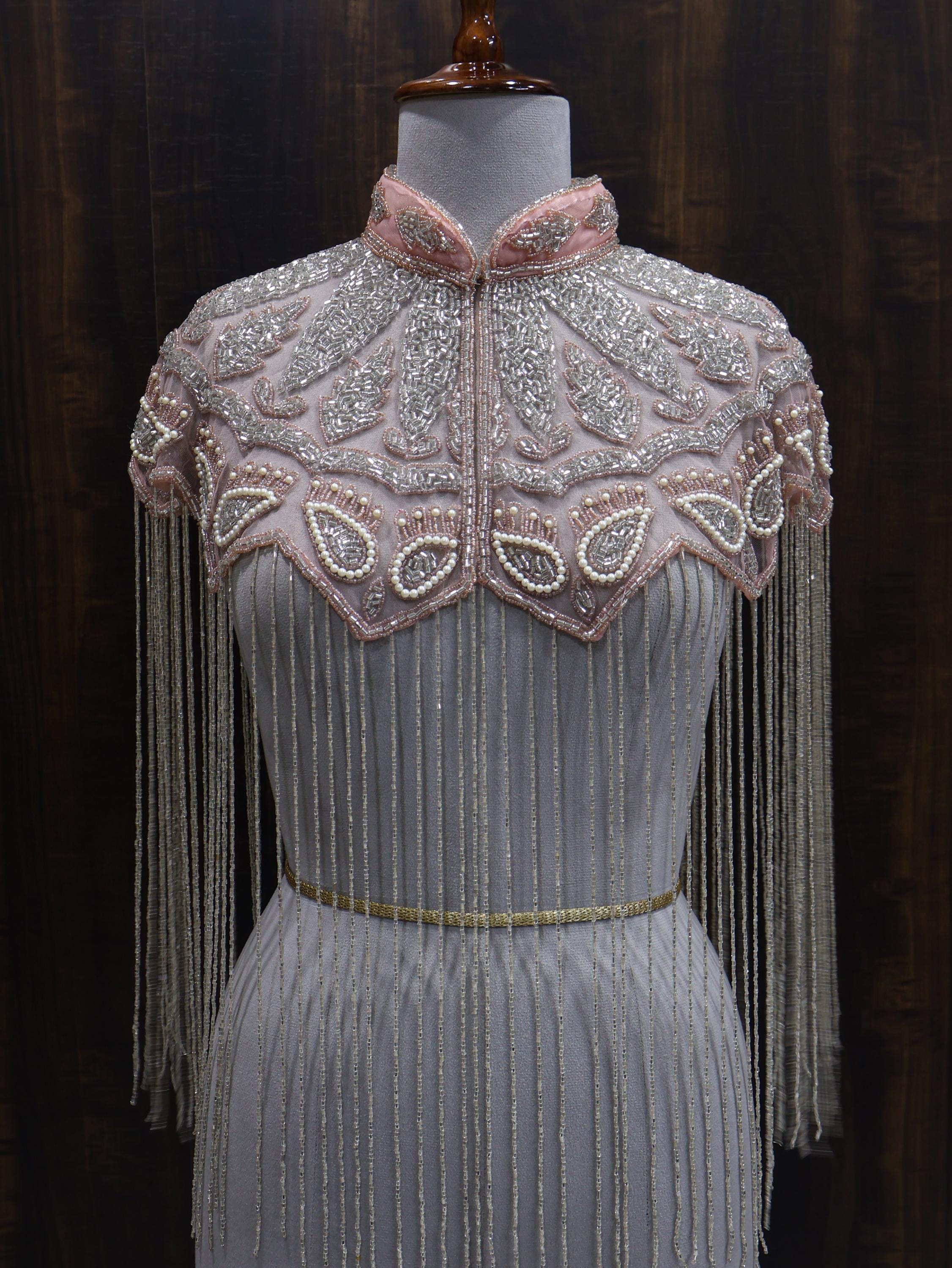 Peach Beaded Bridal Cape: Wedding & Evening Cover-Up