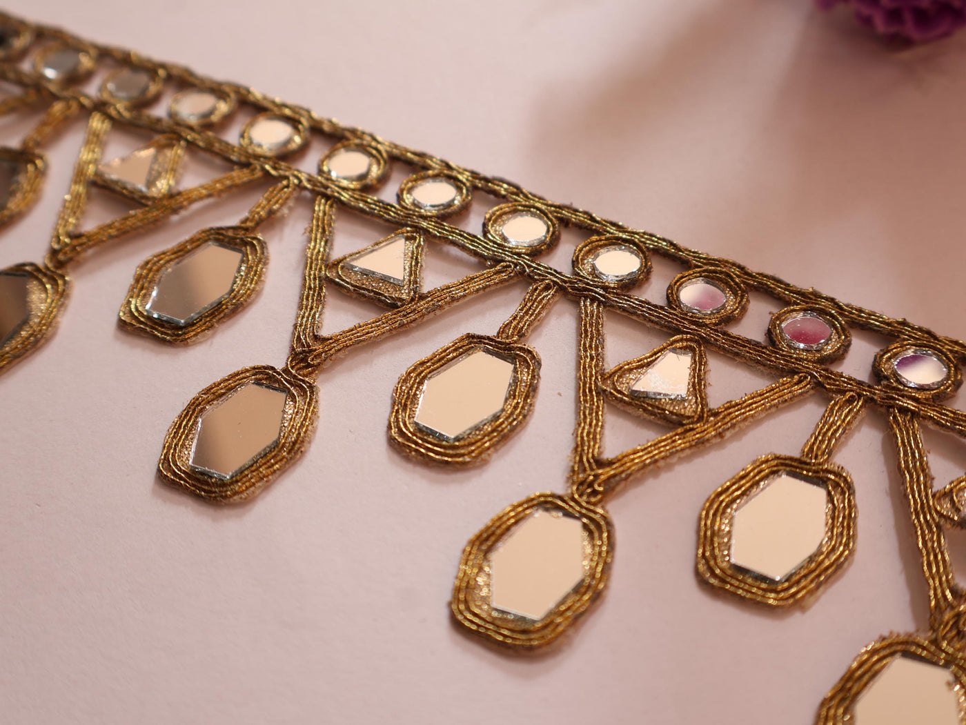 Antique Gold Designer Fringe Mirror Border: Borde Espejo, Waist Belt Trim