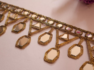 Antique Gold Designer Fringe Mirror Border: Borde Espejo, Waist Belt Trim