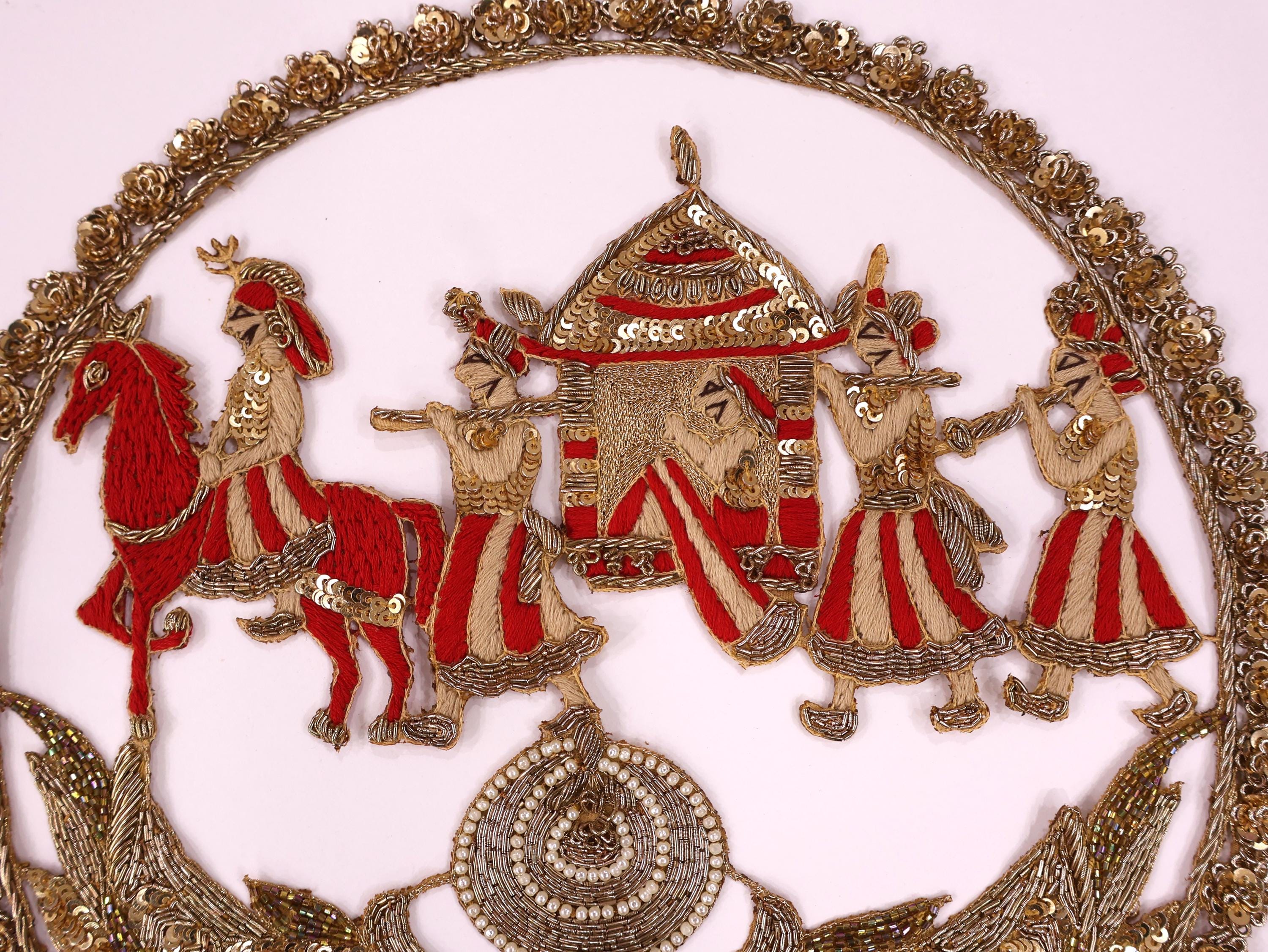 Red & Gold Baraat Applique Patch: Blouse back Patch 28cm Size