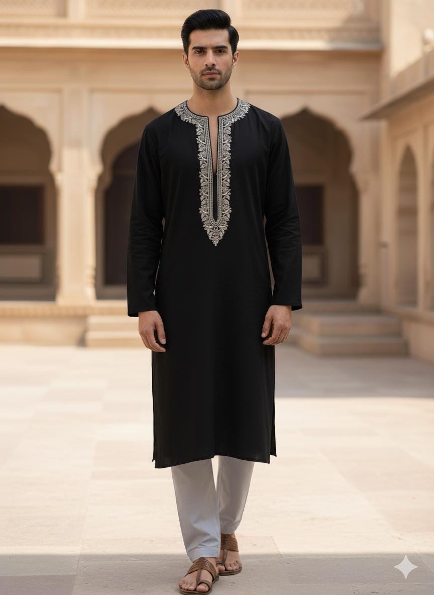 Handmade Zardozi Embroidery Neckline Patch with Sleeves: White & Gold Floral Applique