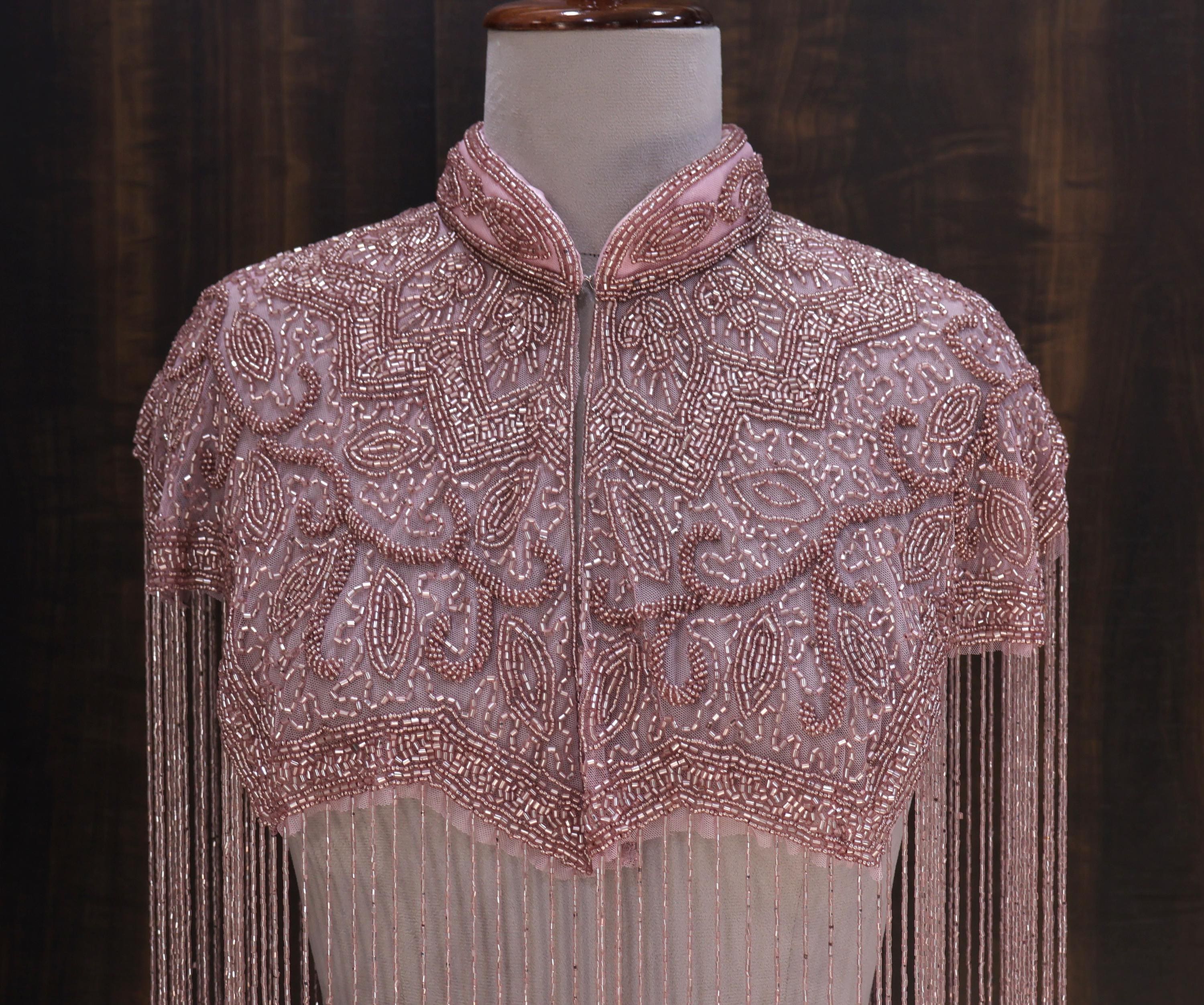 Rose Gold Beaded Bridal Cape: Wedding & Evening Cover-Up Shrug