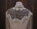 Silver Black Floral Beaded Bridal Cape: Wedding & Evening Cover-Up Shrug