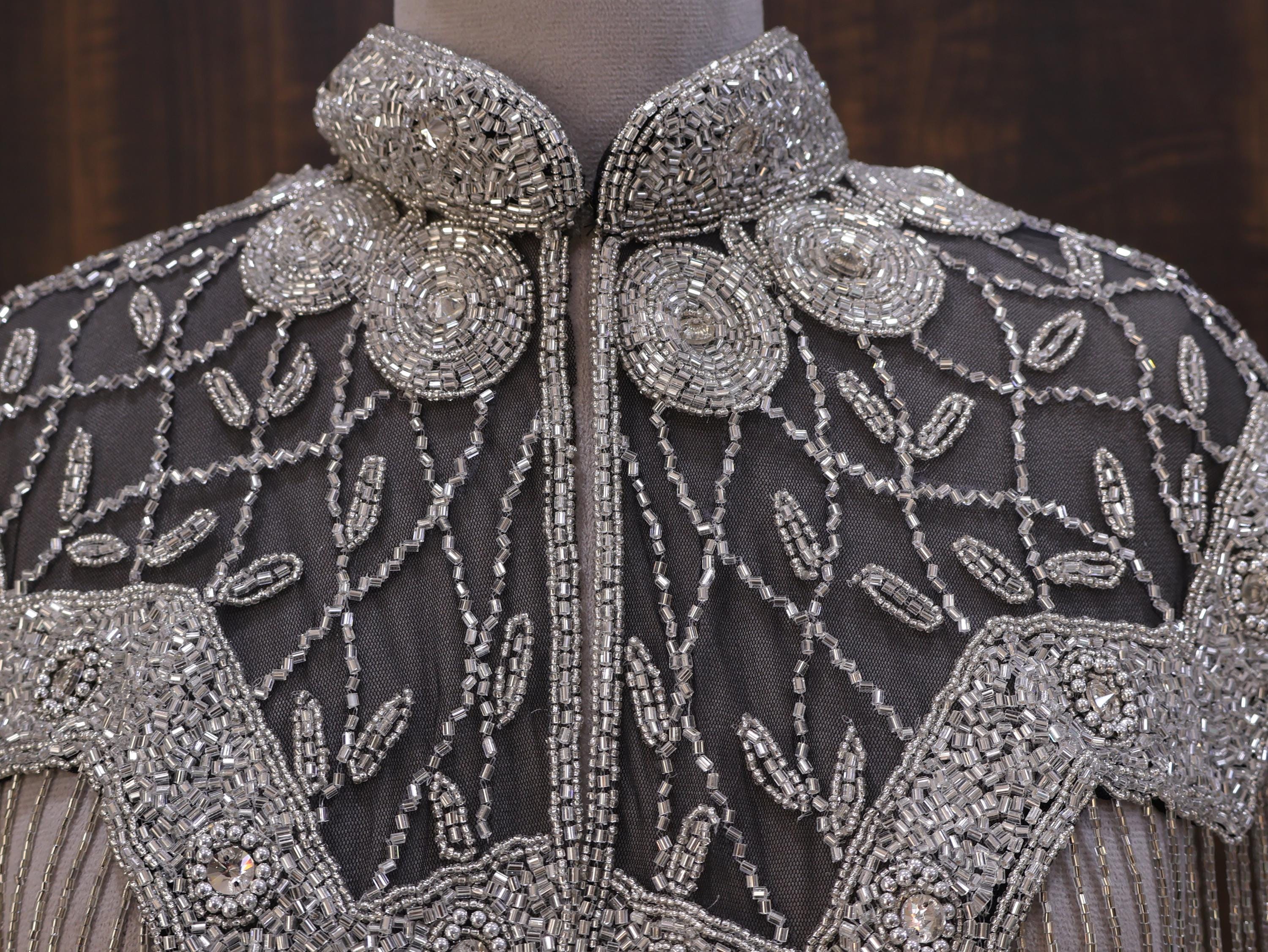 Silver Black Floral Beaded Bridal Cape: Wedding & Evening Cover-Up Shrug