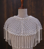 Luna: White Pearl Beaded Cape Wedding & Evening Cover-Up Shrug