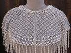 Luna: White Pearl Beaded Cape Wedding & Evening Cover-Up Shrug