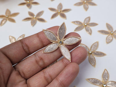 25 Rose Gold Star Shape Gota Applique Patches (35mm)