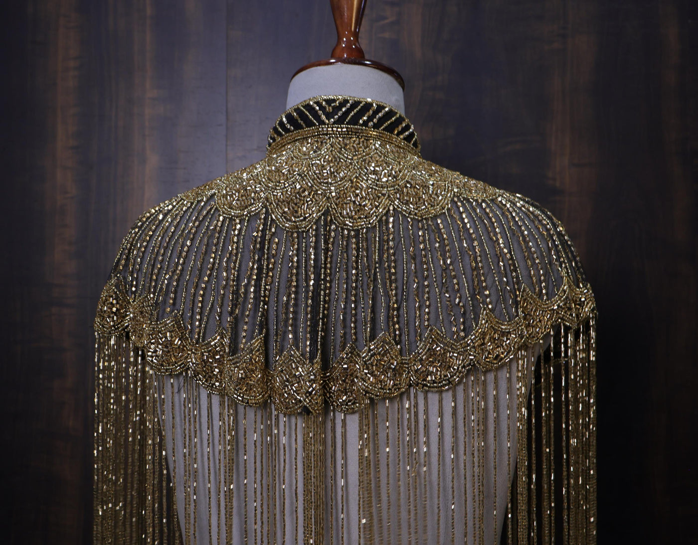 Gold Beaded Fringe Bridal Cape: Wedding & Evening Cover-Up Shrug