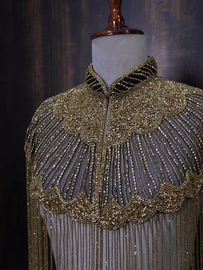 Gold Beaded Fringe Bridal Cape: Wedding & Evening Cover-Up Shrug