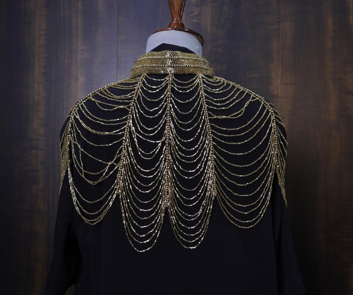 Golden Beaded Fringe Capelet: Wedding & Evening Accessory