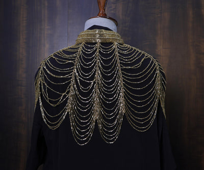 Golden Beaded Fringe Capelet: Wedding & Evening Accessory