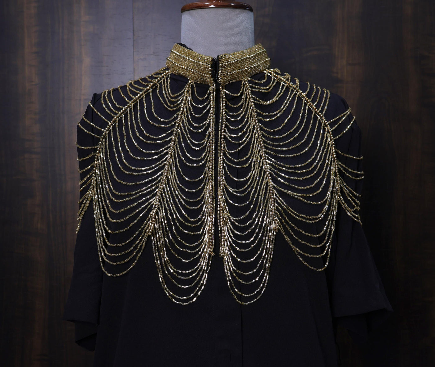 Golden Beaded Fringe Capelet: Wedding & Evening Accessory