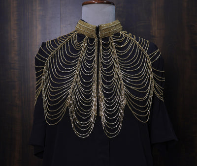 Golden Beaded Fringe Capelet: Wedding & Evening Accessory