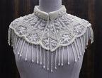 Pearl Embroidered Beaded Mini Cape with Belt: Wedding & Evening Cover-Up Capelet
