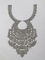 Silver Zardozi Embroidered Neckline Patch with Sleeves