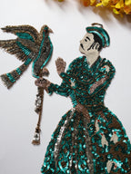 Ruby Green Embroidered Applique Patch: Handmade Indian Emperor