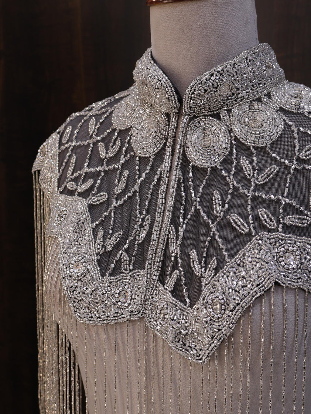 Silver Black Floral Beaded Bridal Cape: Wedding & Evening Cover-Up Shrug