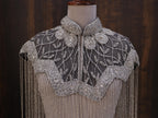 Silver Black Floral Beaded Bridal Cape: Wedding & Evening Cover-Up Shrug