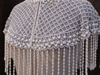 Luna: White Pearl Beaded Cape Wedding & Evening Cover-Up Shrug